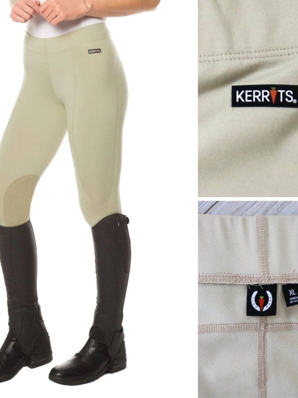 Kerrits Flow Rise Knee Patch Equestrian Womens Performance Riding Tights Size XL